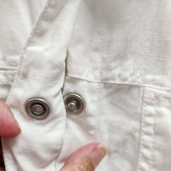 Madison & Max Womens Linen Snap Front Jacket Size 18 White Beachy Nautical Boho - Picture 5 of 11